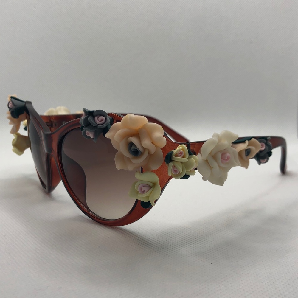 Cat Eye Flower Vintage Glam Sunglasses
